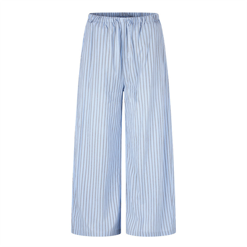 Striped Wide-Leg Lounge Pants – Relaxed Fit Drawstring Trousers