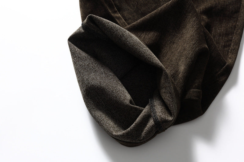 Men's Wide-Leg Pleated Trousers – Barrel Fit Corduroy-Texture Pants