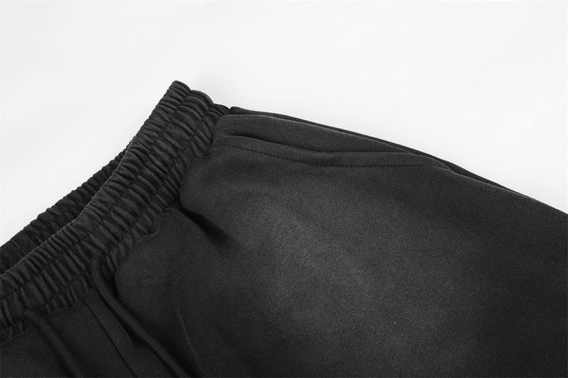 Wide-Leg Sweatpants with Acid Wash Finish and Letter Print