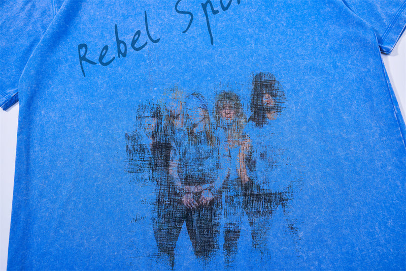 Oversized Washed Cotton Graphic T-Shirt – Rebel Spirit Vintage Band Print