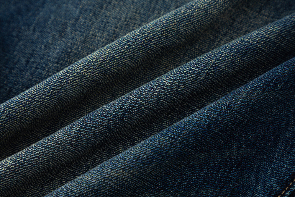 Wide-Leg Jeans – Vintage Washed Dark Blue with Distressed Details