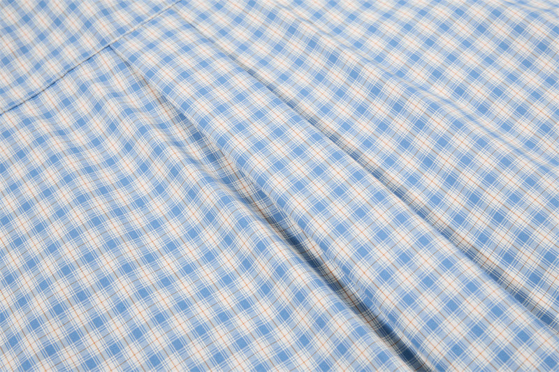 Chemise homme boutonnée à manches longues – Carreaux et empiècements en jean brodés cartoon