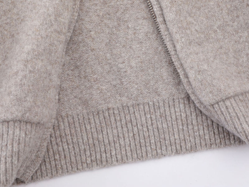 Knit Zip-Up Hoodie with Eagle Graphic Back — Relaxed Fit Streetwear Cardigan