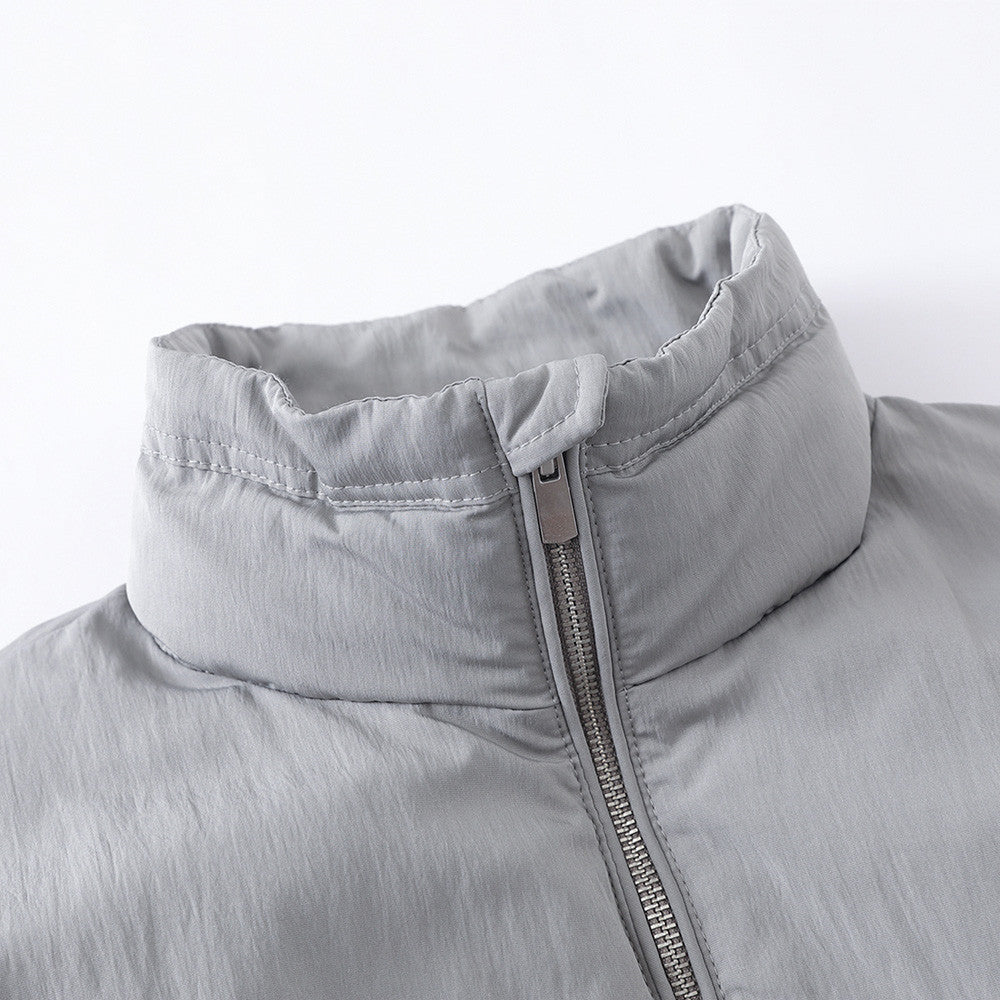 Men's Padded Stand-Collar Bomber Jacket with Double-Pull Zip