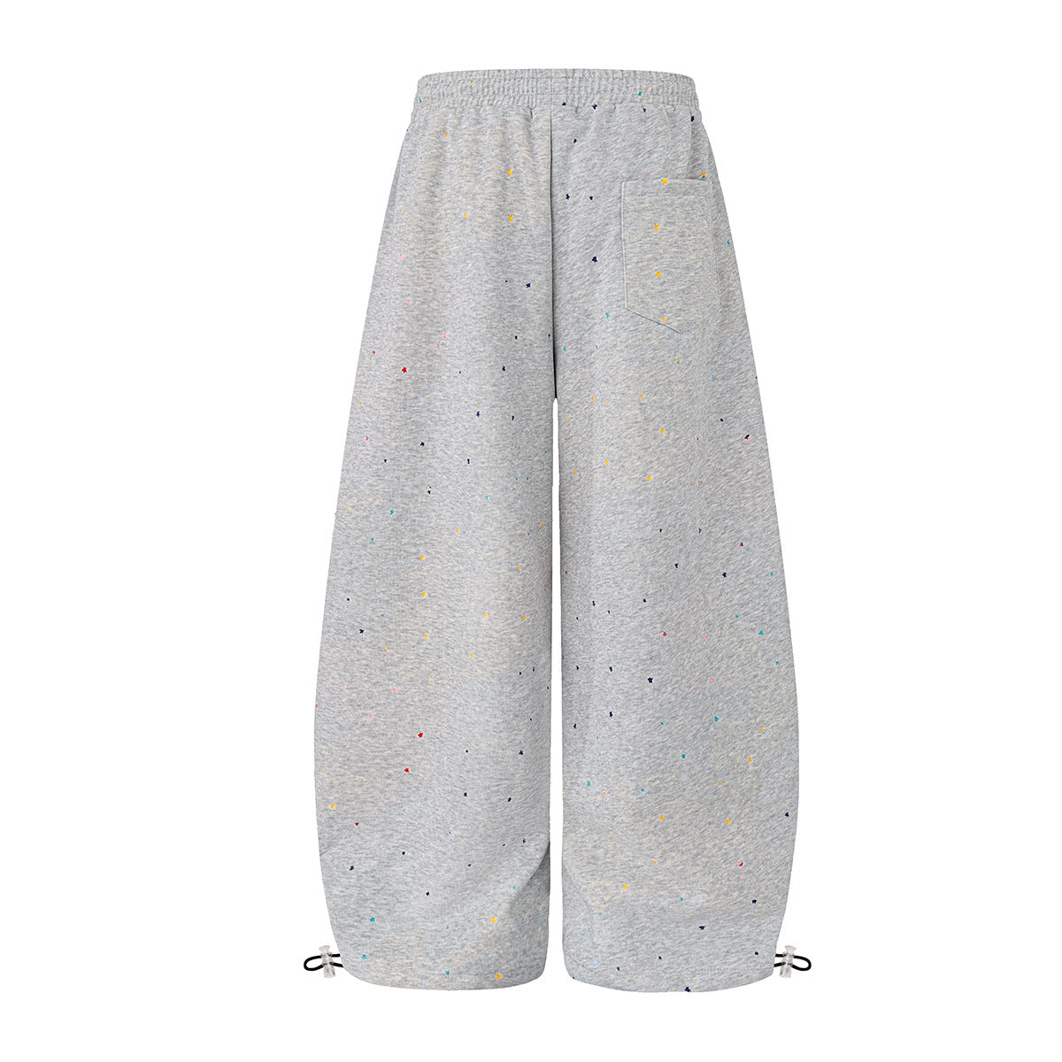 Wide-Leg Sweatpants with Star Embroidery & Paint Splatter Print