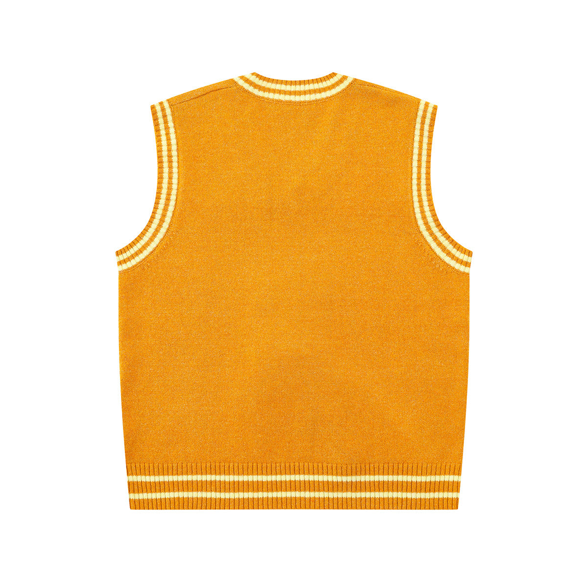 Cartoon Dog Knit Sweater Vest V-Neck Collegiate Stripe Sleeveless Pullover