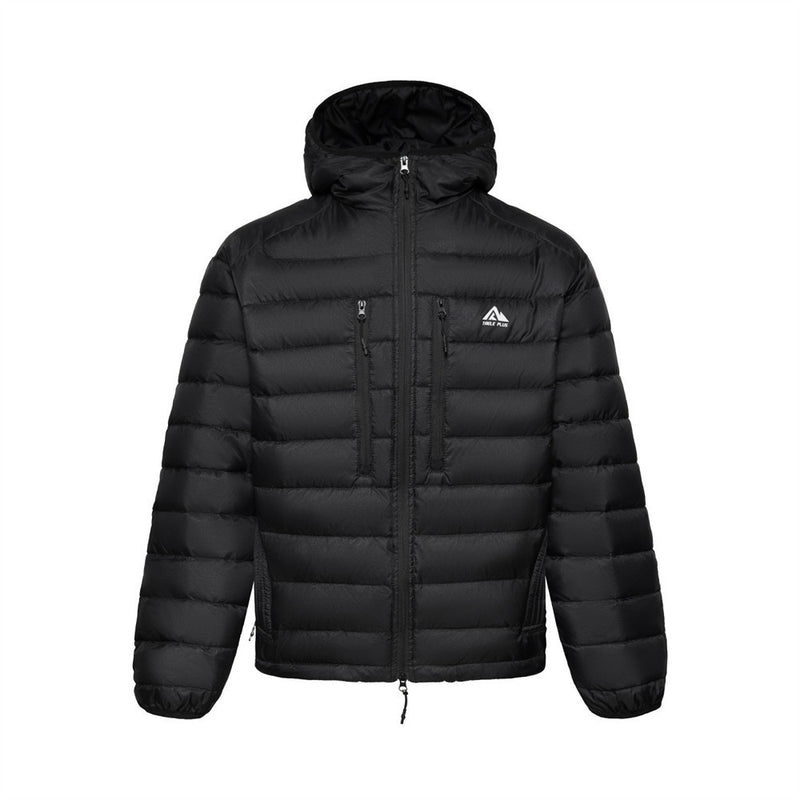 Men's Hooded Puffer Down Jacket – Dual Zip, Solid Color Winter Coat