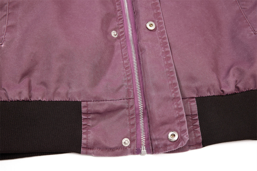 Bomber Jacket for Men – Washed Oversized Fit with Metal Clasp & Pleated Sleeves