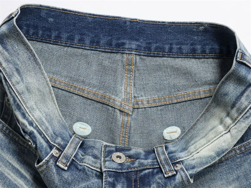 Men's Relaxed Fit Jeans Wide Leg Washed Vintage Blue Baggy Denim
