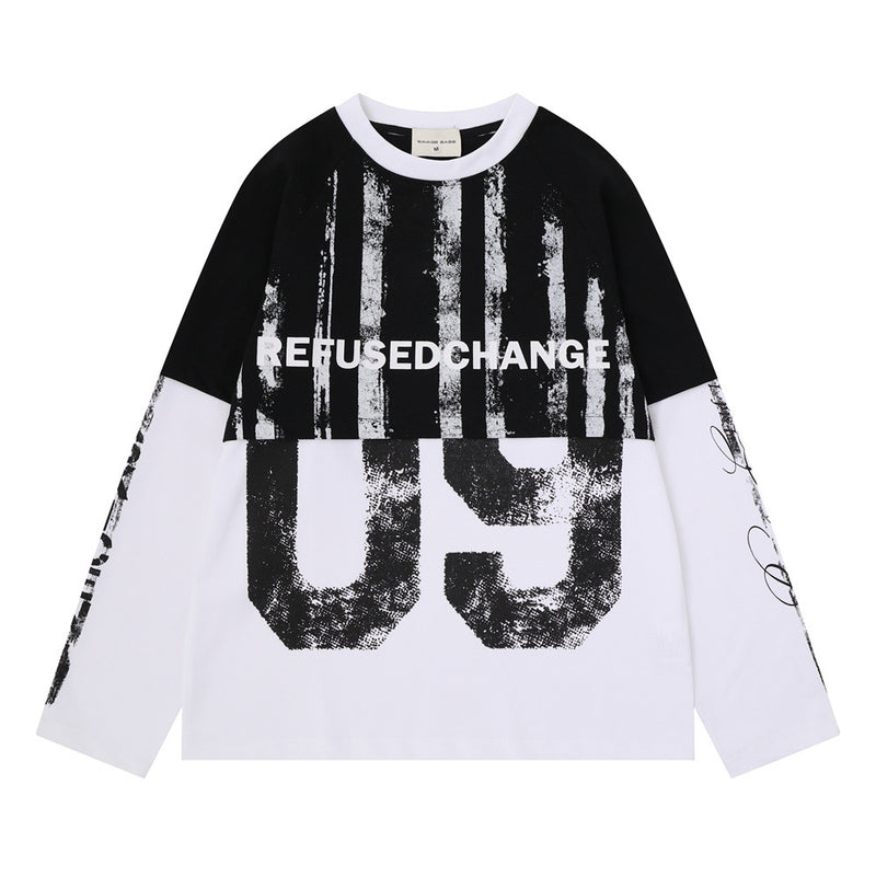 Fake-Zweiteiler-Colorblock-Langarmshirt für Herren – REFUSED CHANGE 09, verwaschen