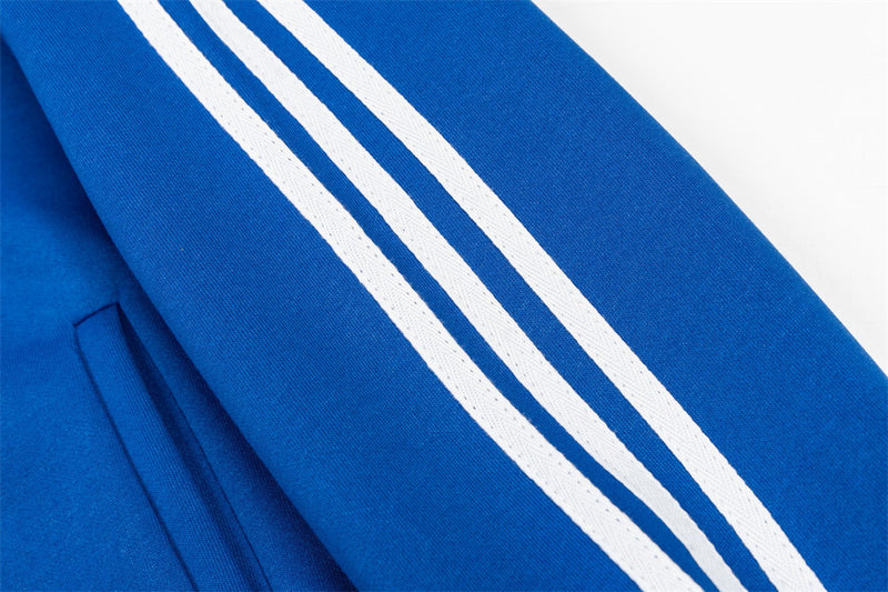 Men's Zip-Up Track Jacket with Stripe Sleeves and Crest Badge