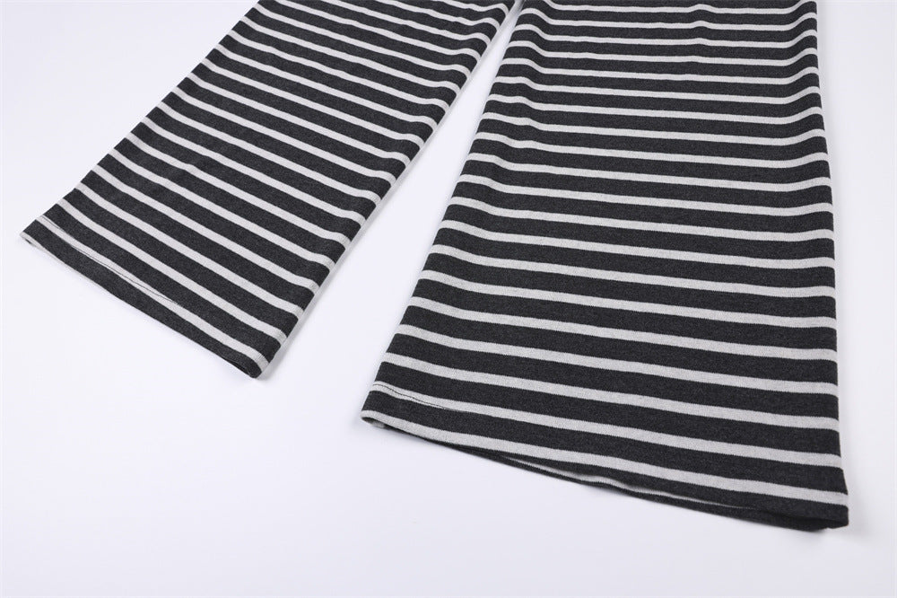 Wide-Leg Striped Pants with Colorblock Waistband – Men's Relaxed Fit