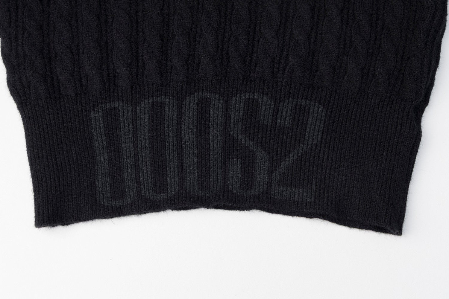 Cable Knit Polo Collar V-Neck Cropped Sweater