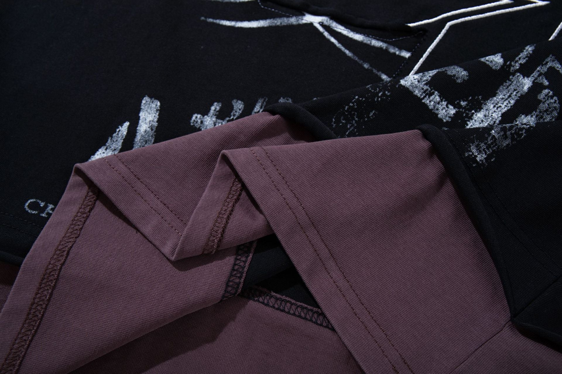T-shirt oversize color block à motif, manches longues – Haut streetwear à effet deux pièces