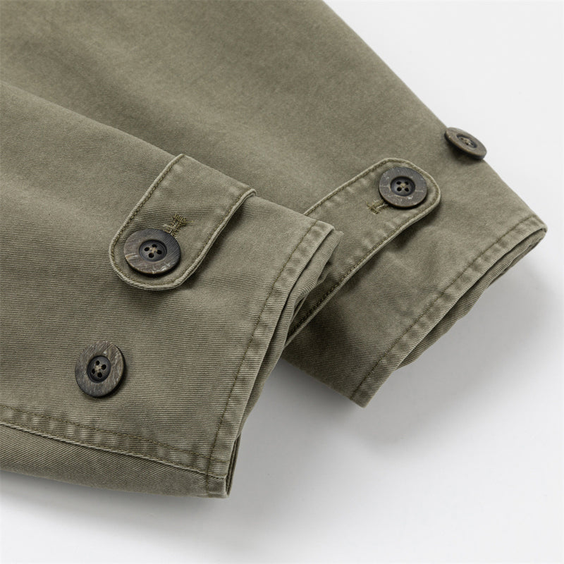 Oversized Workwear Jacket – Men's Olive Double-Breasted Utility Coat