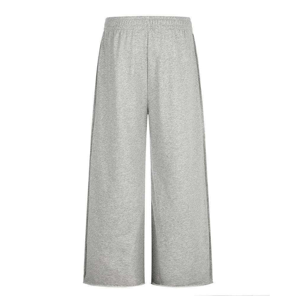 Wide-Leg Sweatpants with Embroidered Number Graphic