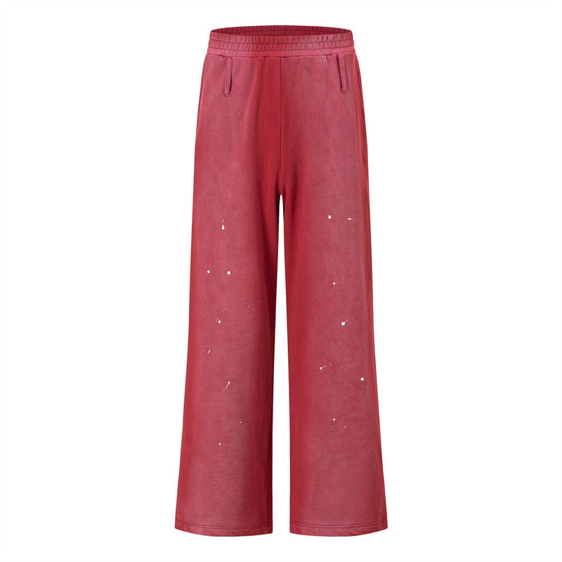 Paint Splatter Wide-Leg Sweatpants – Acid Wash Relaxed Fit Streetwear Pants