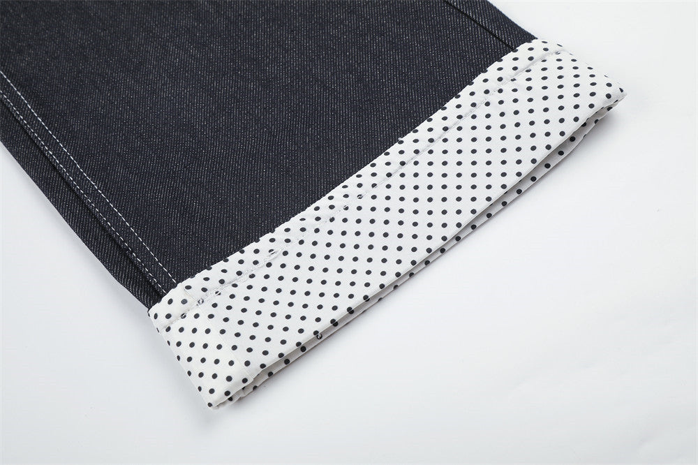 Jean homme droit – Denim foncé à jambes larges avec patchwork à pois