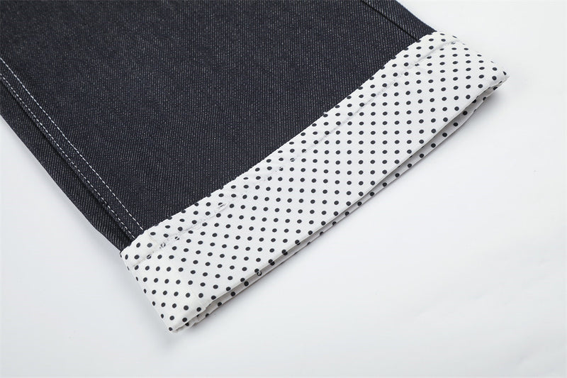 Jean homme droit – Denim foncé à jambes larges avec patchwork à pois