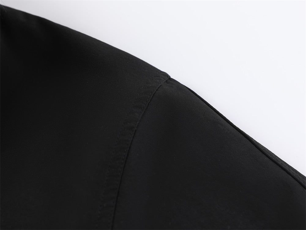 Oversized Bomber Jacket with Faux Fur Lining – Black Winter Coat