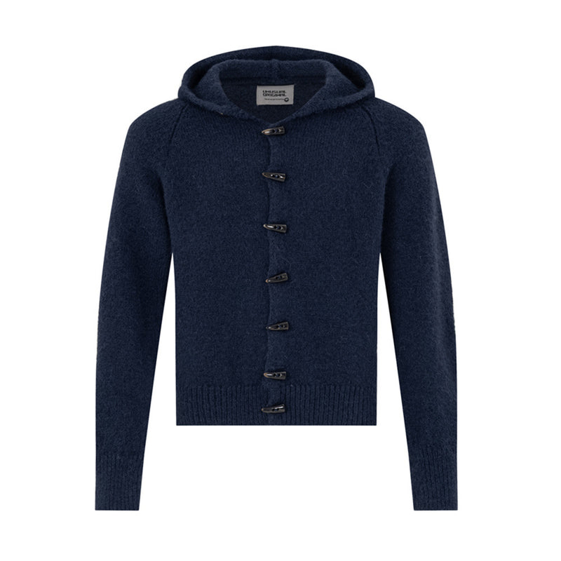 Gilet cardigan tricoté à capuche et boutons brandebourg – Veste pull homme ajustée