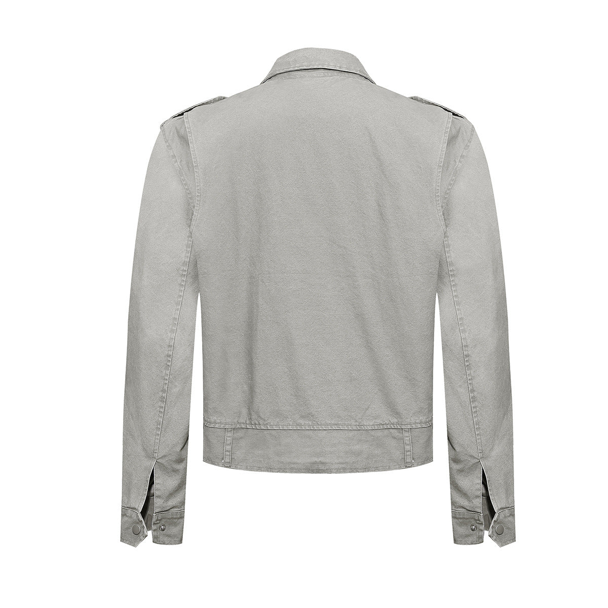 Men's Washed Asymmetric-Zip Moto Jacket with Epaulettes