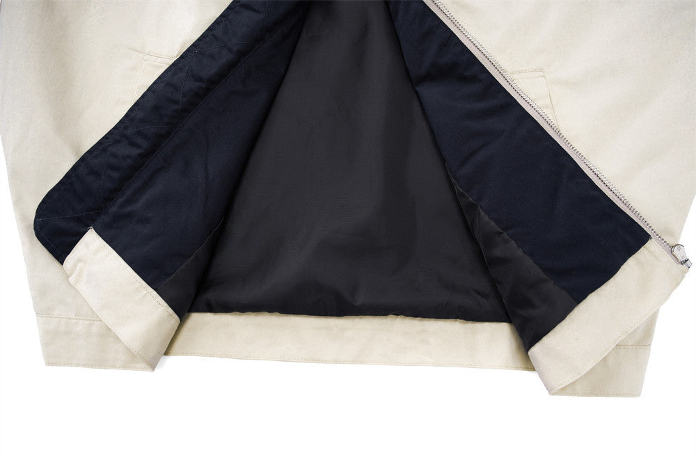 Colorblock Zip-Up Men's Casual Jacket – Two-Tone Contrast Panel