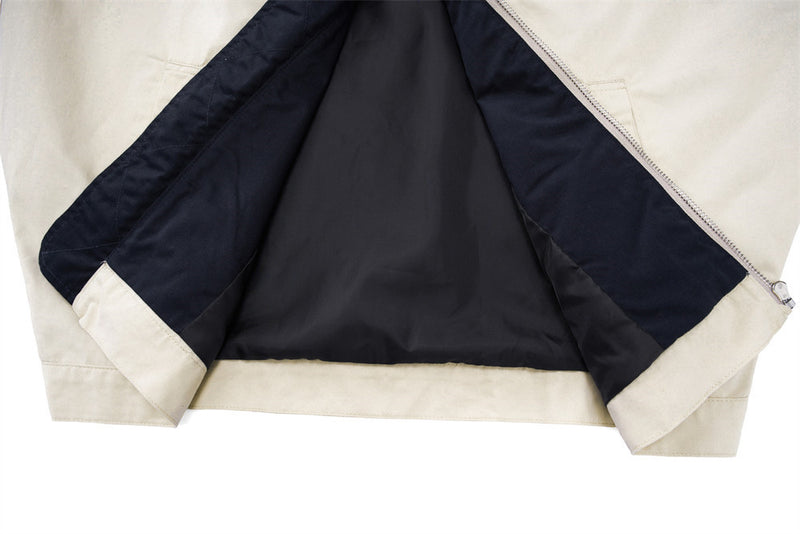 Colorblock Zip-Up Men's Casual Jacket – Two-Tone Contrast Panel