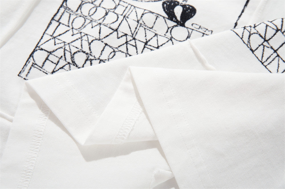 T-shirt manches longues à imprimé art abstrait – Col rond oversize graphique