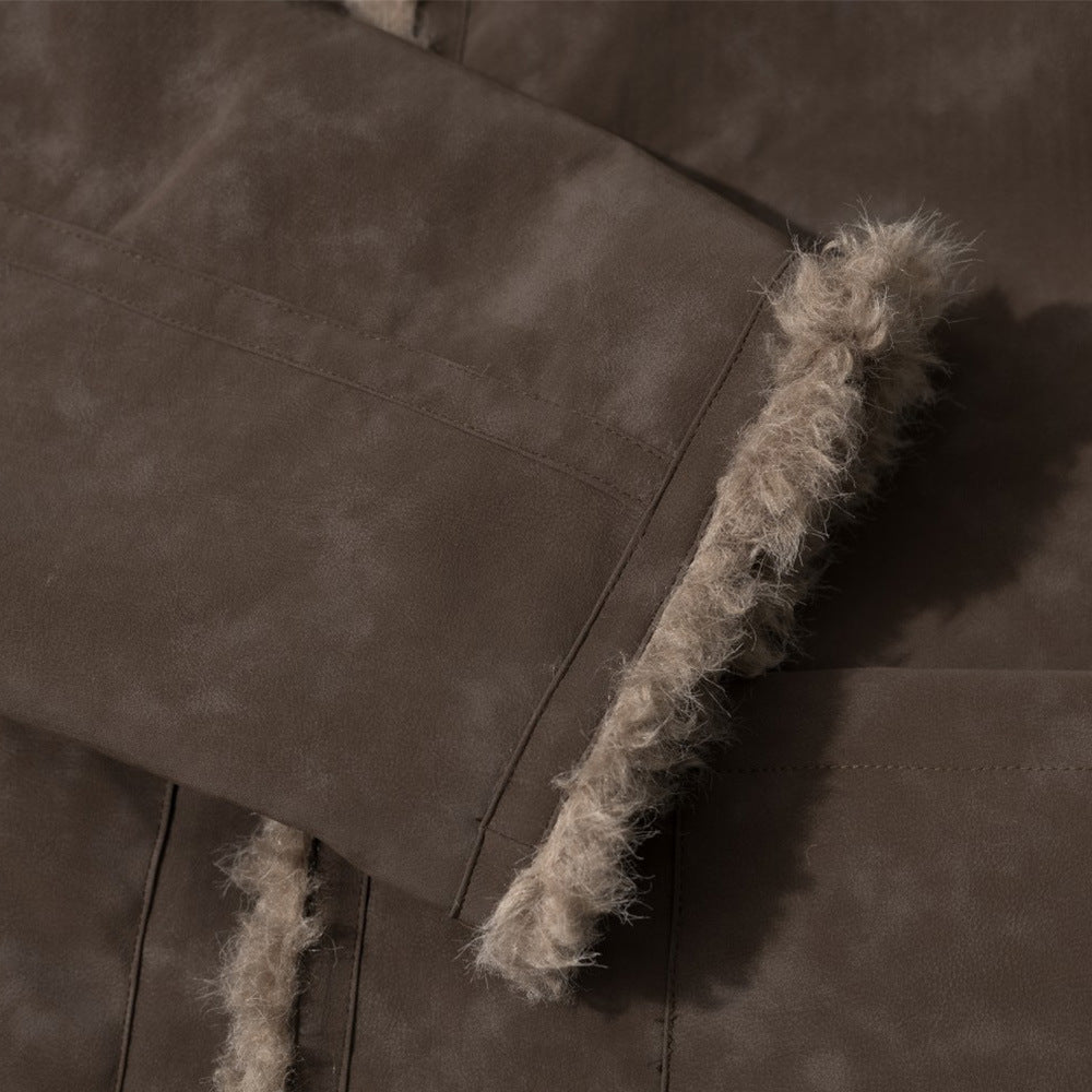 Reversible Teddy Fleece & Suede Jacket – Men's Relaxed Fit Winter Coat