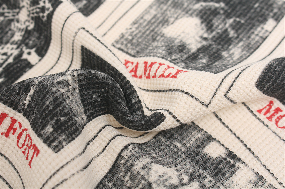 Long Sleeve Graphic Shirt – Waffle Knit Body with Camo Sleeves & Glfs Studios