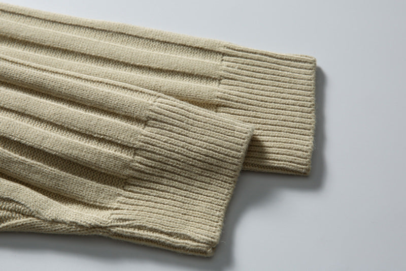 Ribbed Knit Crewneck Sweater — Oversized Fit, Solid Color