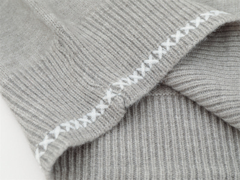 Crew Neck Sweater Men's Oversized Embroidered Knit Pullover