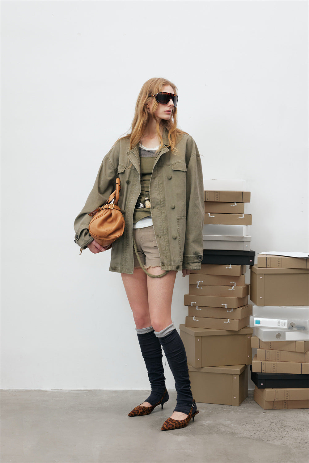 Oversized Workwear Jacket – Men's Olive Double-Breasted Utility Coat