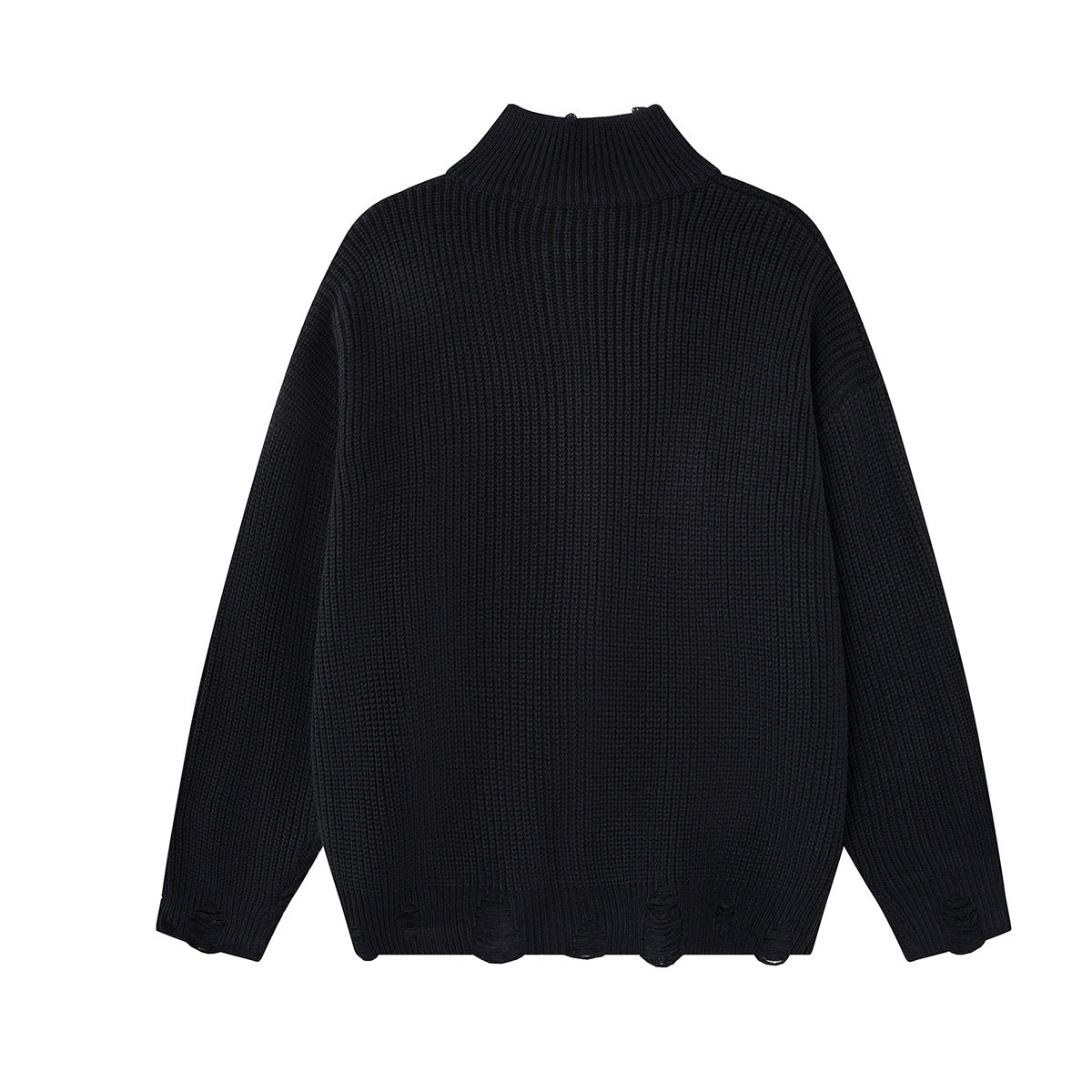 Pull col montant zippé en maille gothique à croix imprimée et effet usé