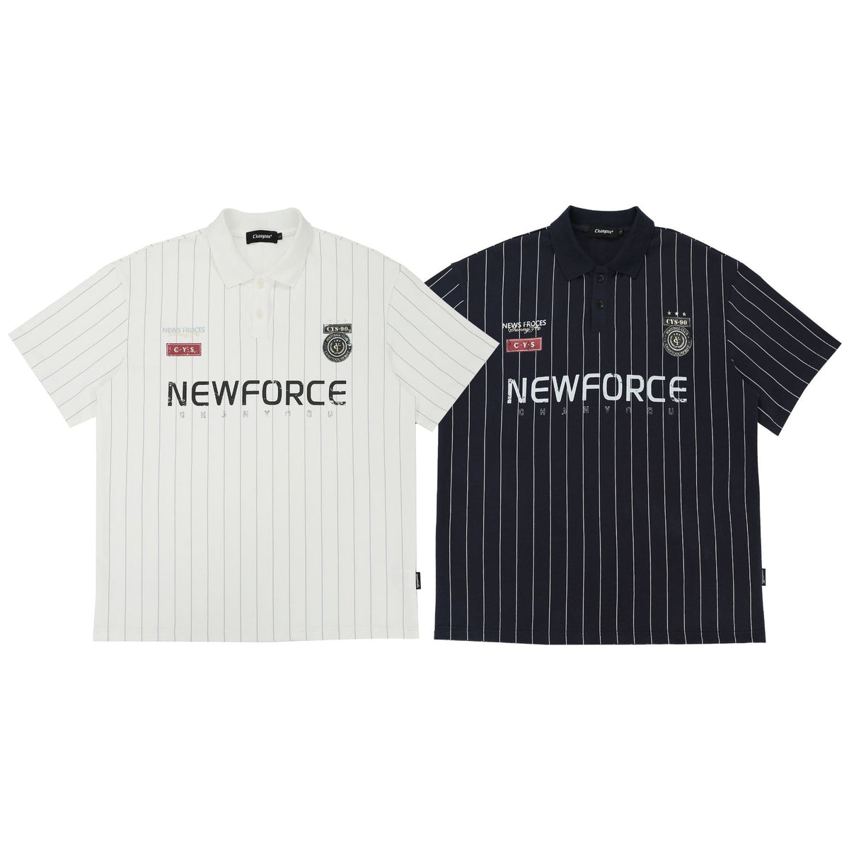 Men's Short Sleeve Pinstripe Polo Shirt – Oversized Varsity Graphic Jersey