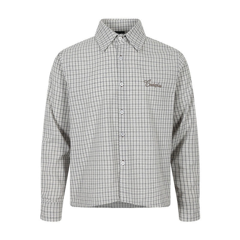 Plaid Long-Sleeve Button-Up Shirt – Relaxed Fit with Embroidered Logo