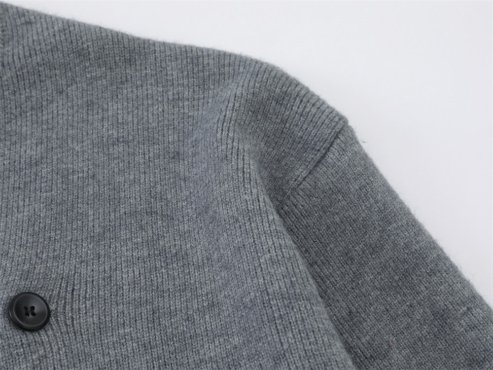 Double-Breasted V-Neck Knit Cardigan – Men's Relaxed Fit Sweater Jacket