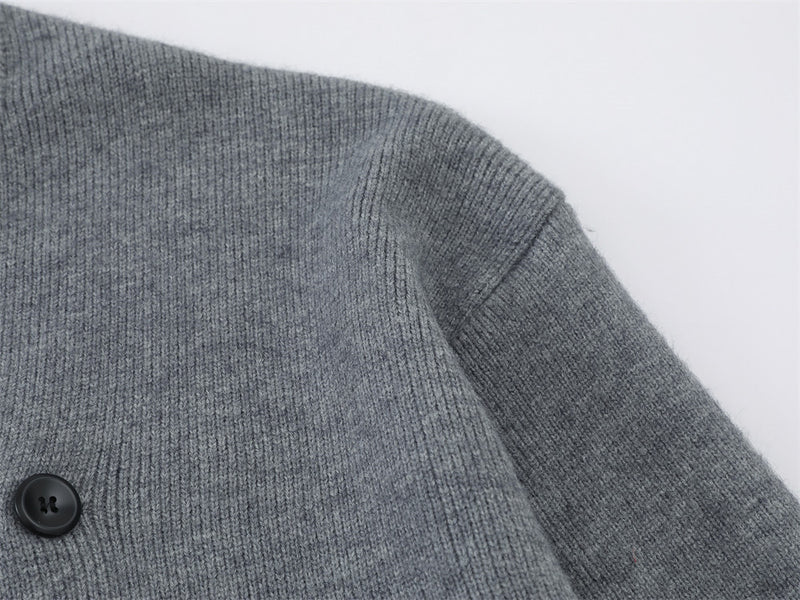 Double-Breasted V-Neck Knit Cardigan – Men's Relaxed Fit Sweater Jacket