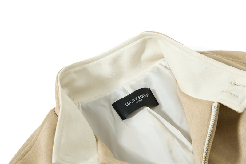 Chaqueta bomber de ante con cuello mao para hombre – Acabado desgastado y corte corto streetwear