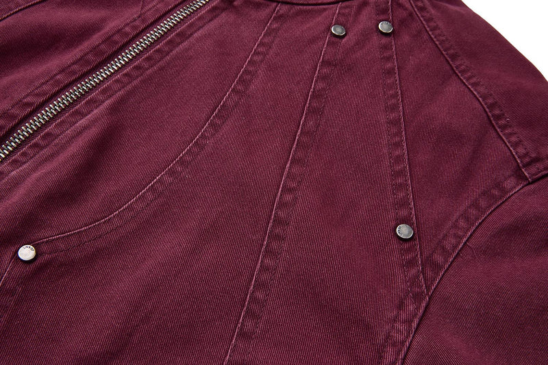 Washed Denim Moto Jacket – Studded Deconstructed Biker Style