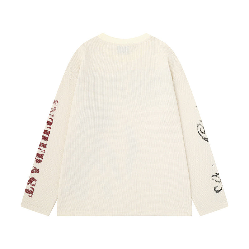 Missedout Savage Boss Club Graphic Waffelstrick-Langarmshirt – oversized