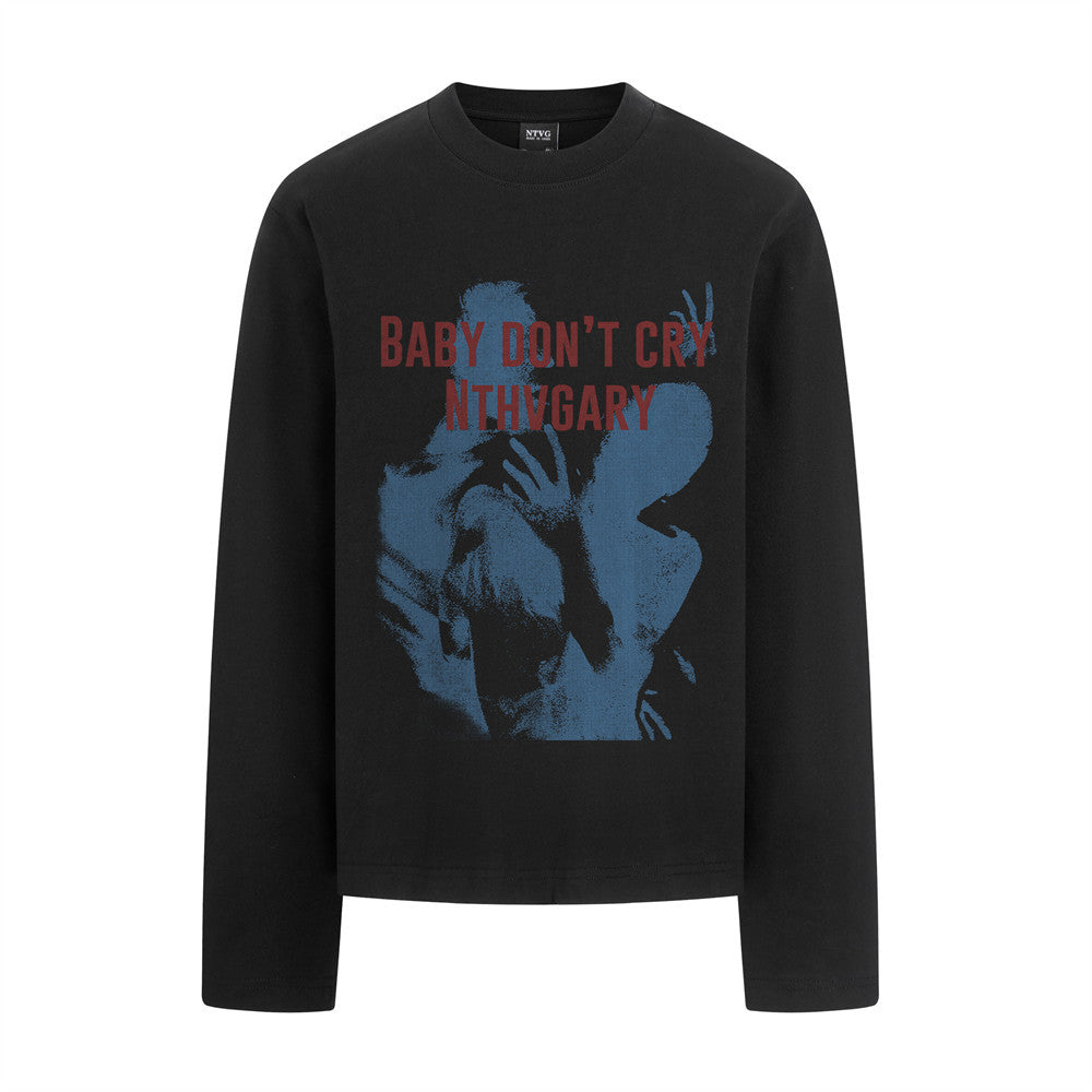 Men's Long Sleeve Graphic Print T-Shirt – Heavyweight 320gsm Cotton, Oversized