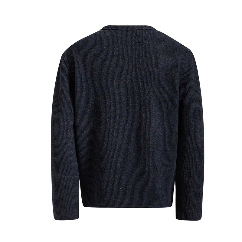 Men's Ribbed Henley Long-Sleeve Shirt – Vintage American Style