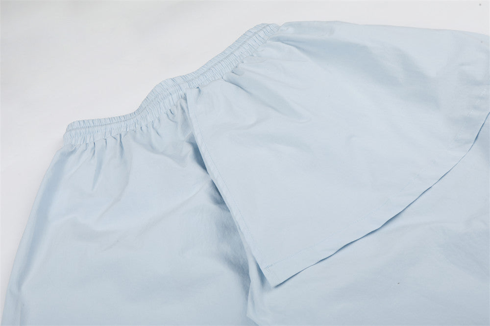 Wide-Leg Parachute Pants with Ruched Side Drawstring & Layered Flap Detail