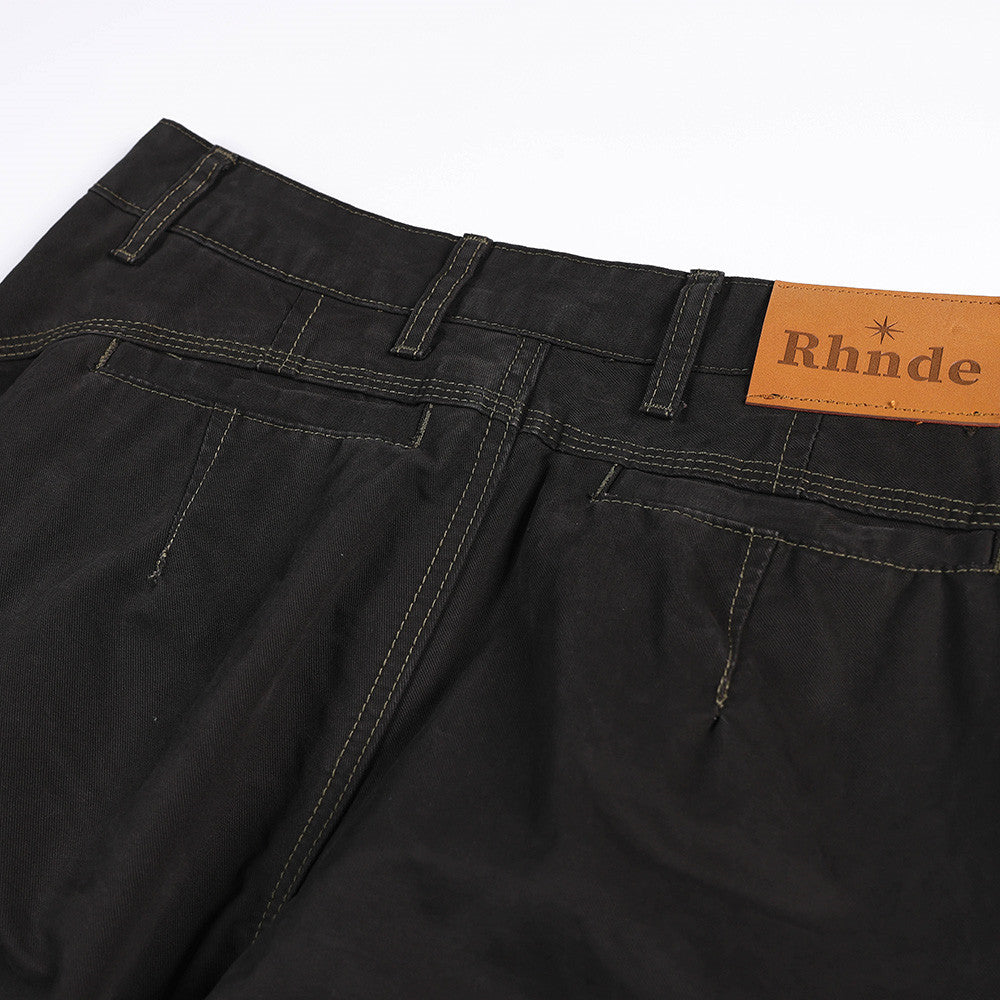 Wide-Leg Cargo Pants with Union Jack Patch and Multi-Pocket Design