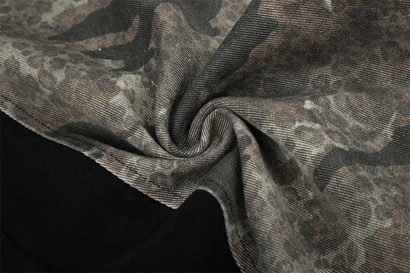 Camo-Cargohose – Wide Leg mit kontrastierendem Panel, Streetwear-Hose