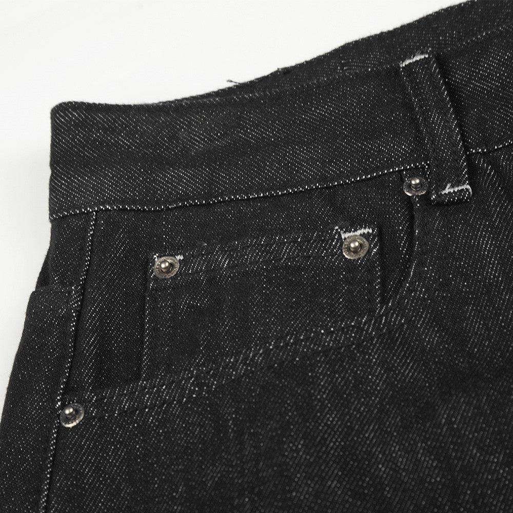Jean barrel à jambes larges avec imprimé étoiles et script – Denim noir