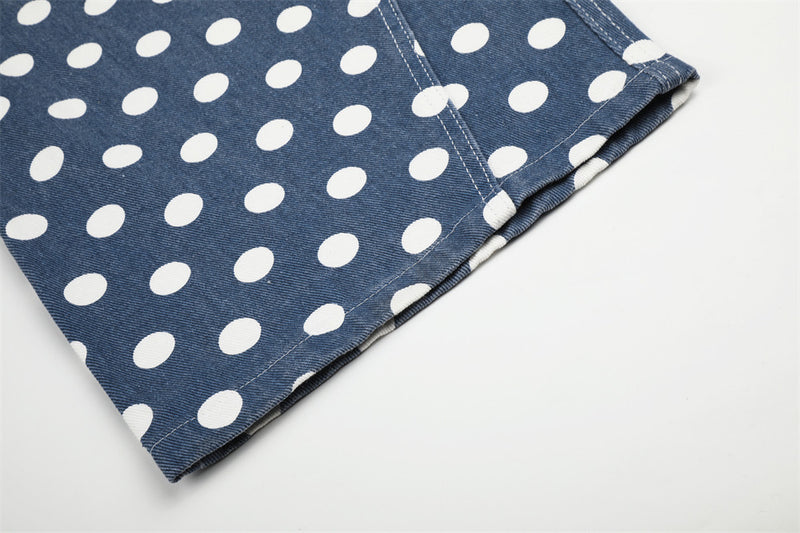 Polka Dot Wide-Leg Pants – Men's Curved Hem Baggy Trousers