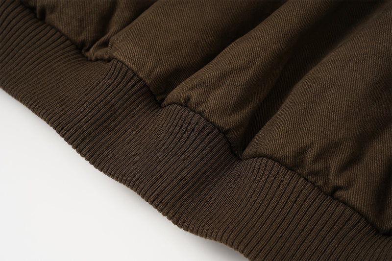 Retro Washed Cotton Bomber Jacket with Sherpa Collar